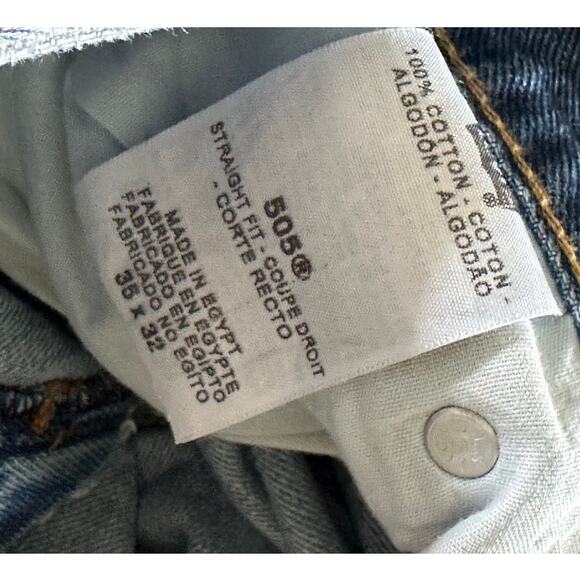 Levi's 505 Denim Jeans Size Waist 35 Classic Loose Fit Baggy Medium Wash - Picture 10 of 14